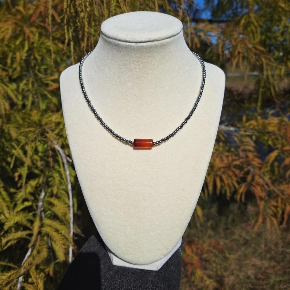 Carnelian, Hematite Necklace ~ Handceafted Jewelry
